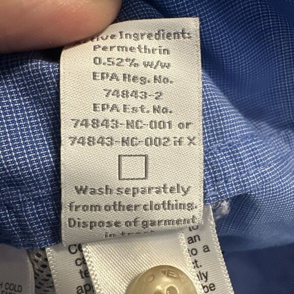 Exofficio Insect Shield Button Up Shirt Mens Size M Blue Hiking Fishing Camping - Picture 4 of 12